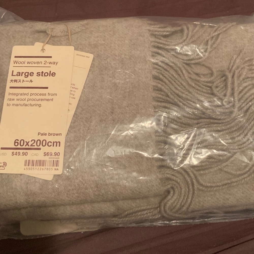 Muji Wool Woven Stole 60x200cm - Picture 5 of 5